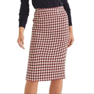 BODEN CLARA tweed red houndstooth pencil skirt NWT